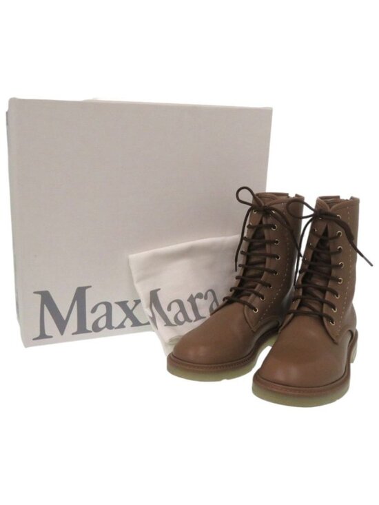 Max Mara Bucklesboot Leather Ankle Boots in Brown | Lyst Max Mara Boots Calf Hazelnut Brown Ankle